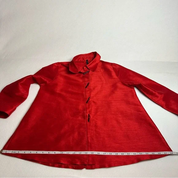 Red A-Line Button-Up Cocktail Blouse / Evening Jacket Sz Sm - Picture 9 of 9